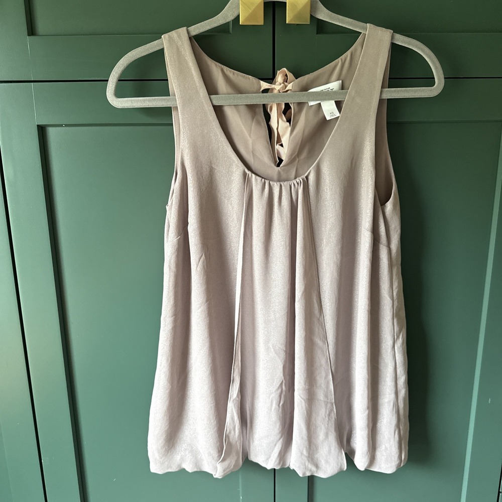 professional hip chick Loft Xs Top Ribbon Tie Back Shimmer Sleeveless Chiffon‎